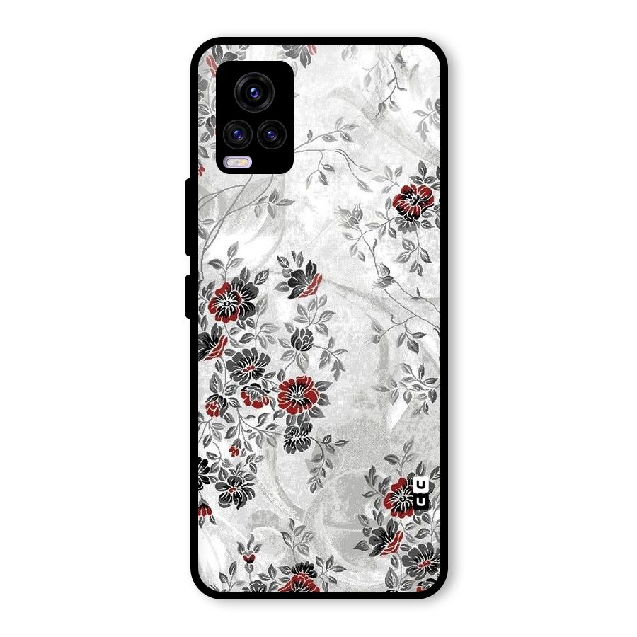 Pleasing Grey Floral Glass Back Case for Vivo V20