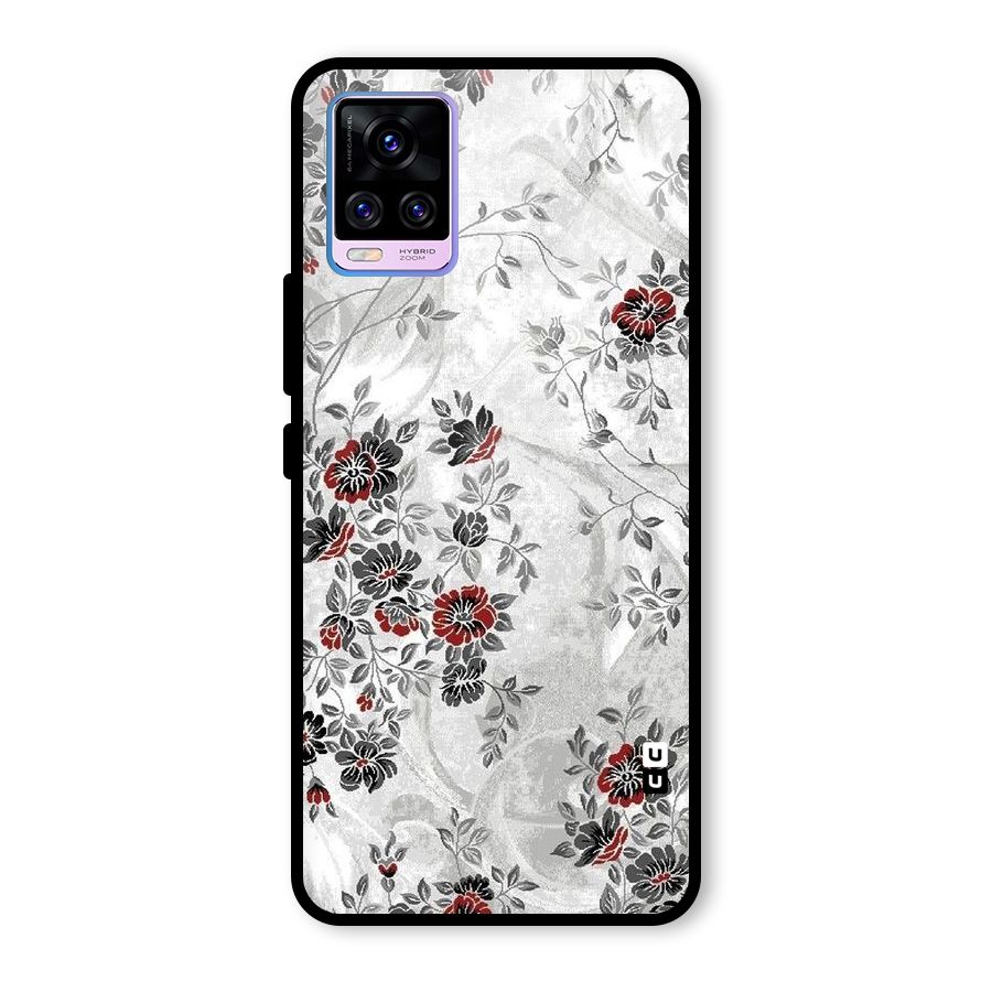 Pleasing Grey Floral Glass Back Case for Vivo V20 Pro