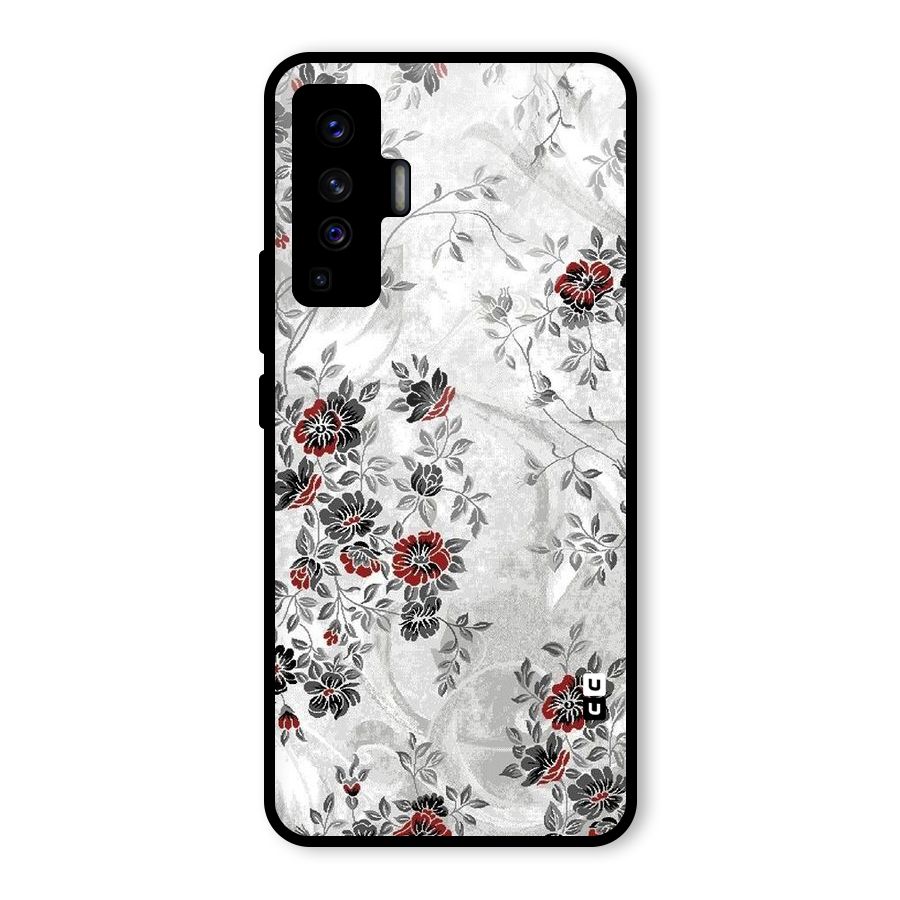 Pleasing Grey Floral Glass Back Case for Vivo X50