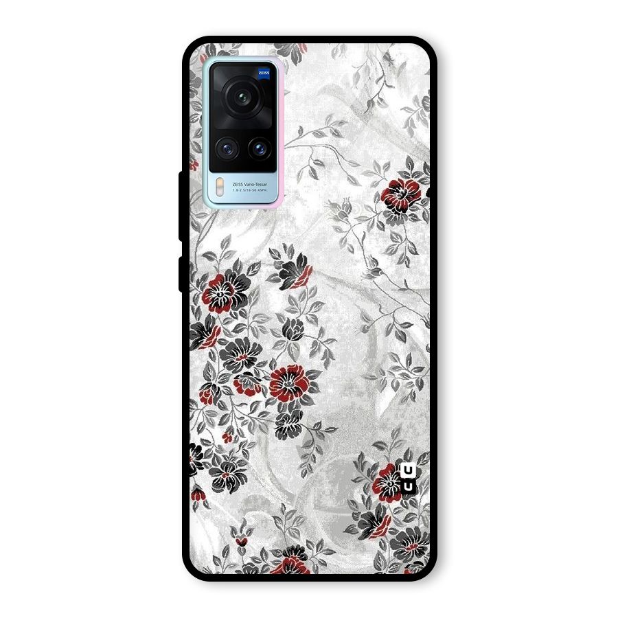 Pleasing Grey Floral Glass Back Case for Vivo X60