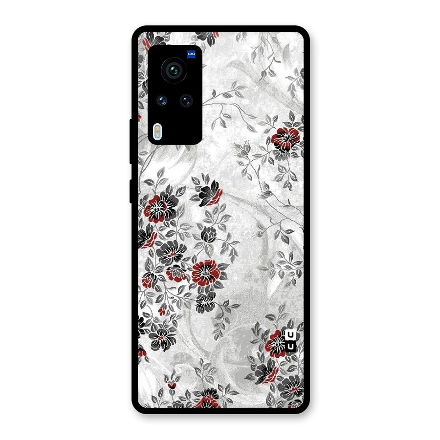 Pleasing Grey Floral Glass Back Case for Vivo X60 Pro