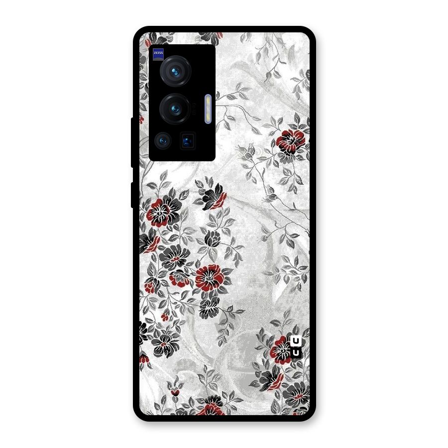 Pleasing Grey Floral Glass Back Case for Vivo X70 Pro
