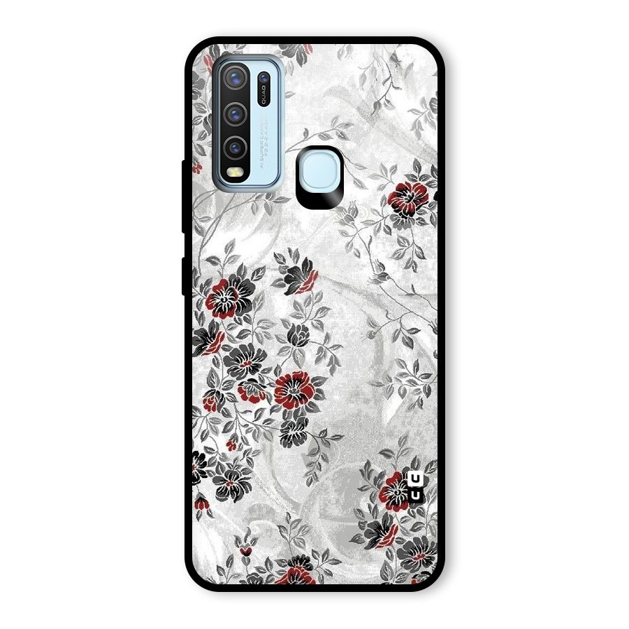 Pleasing Grey Floral Glass Back Case for Vivo Y50
