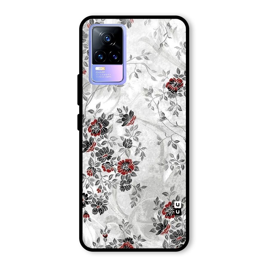 Pleasing Grey Floral Glass Back Case for Vivo Y73