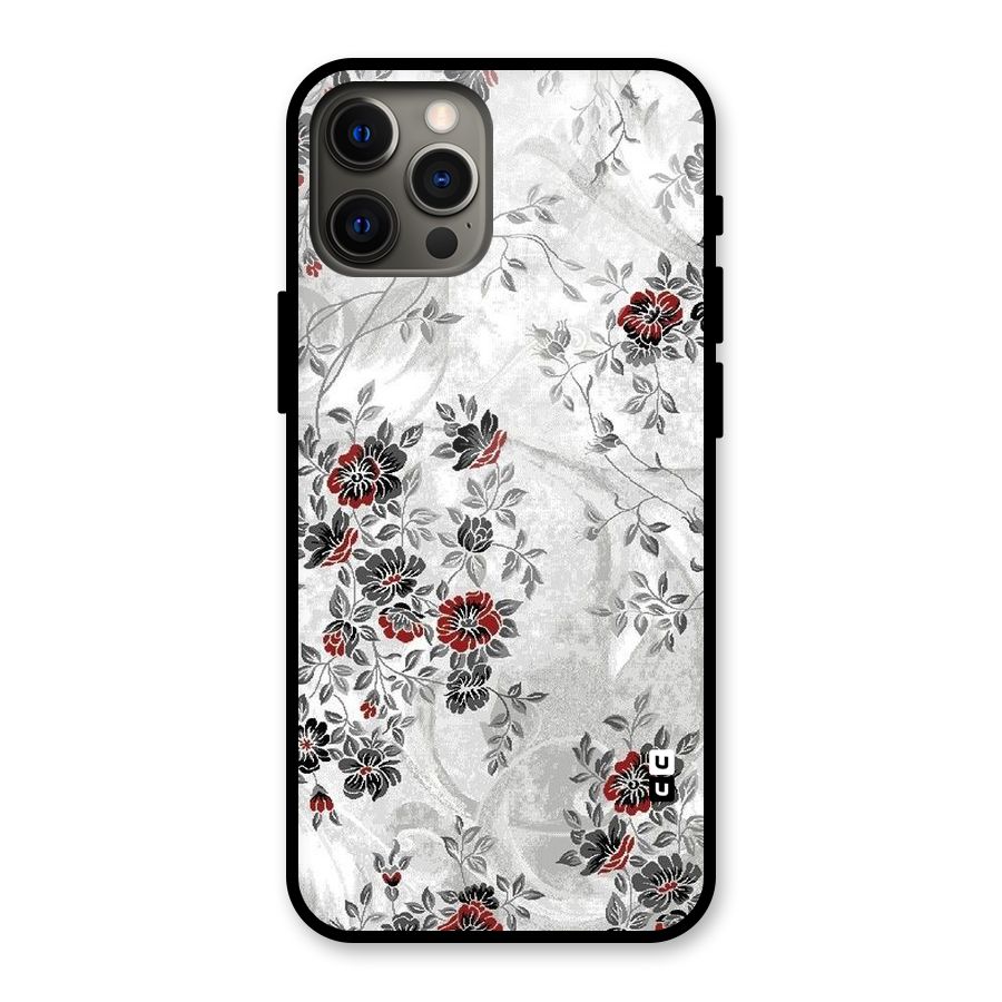 Pleasing Grey Floral Glass Back Case for iPhone 12 Pro Max