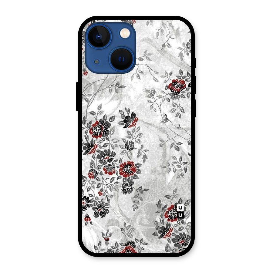 Pleasing Grey Floral Glass Back Case for iPhone 13 Mini
