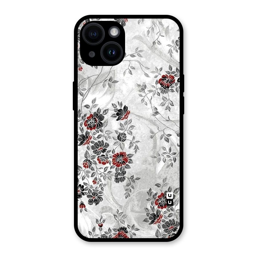 Pleasing Grey Floral Glass Back Case for iPhone 14