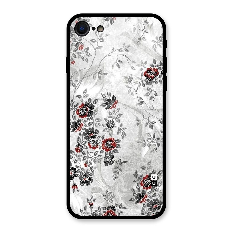Pleasing Grey Floral Glass Back Case for iPhone SE 2022