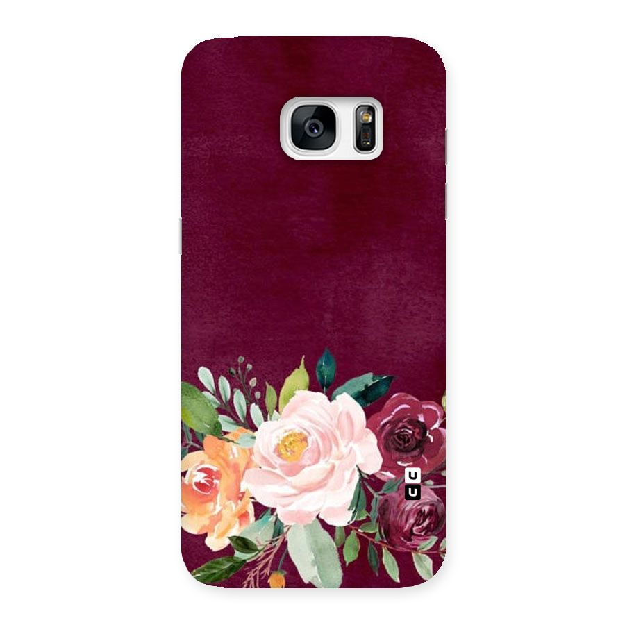 Plum Floral Design Back Case for Galaxy S7 Edge