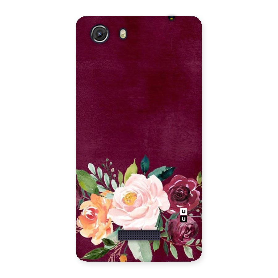 Plum Floral Design Back Case for Micromax Unite 3