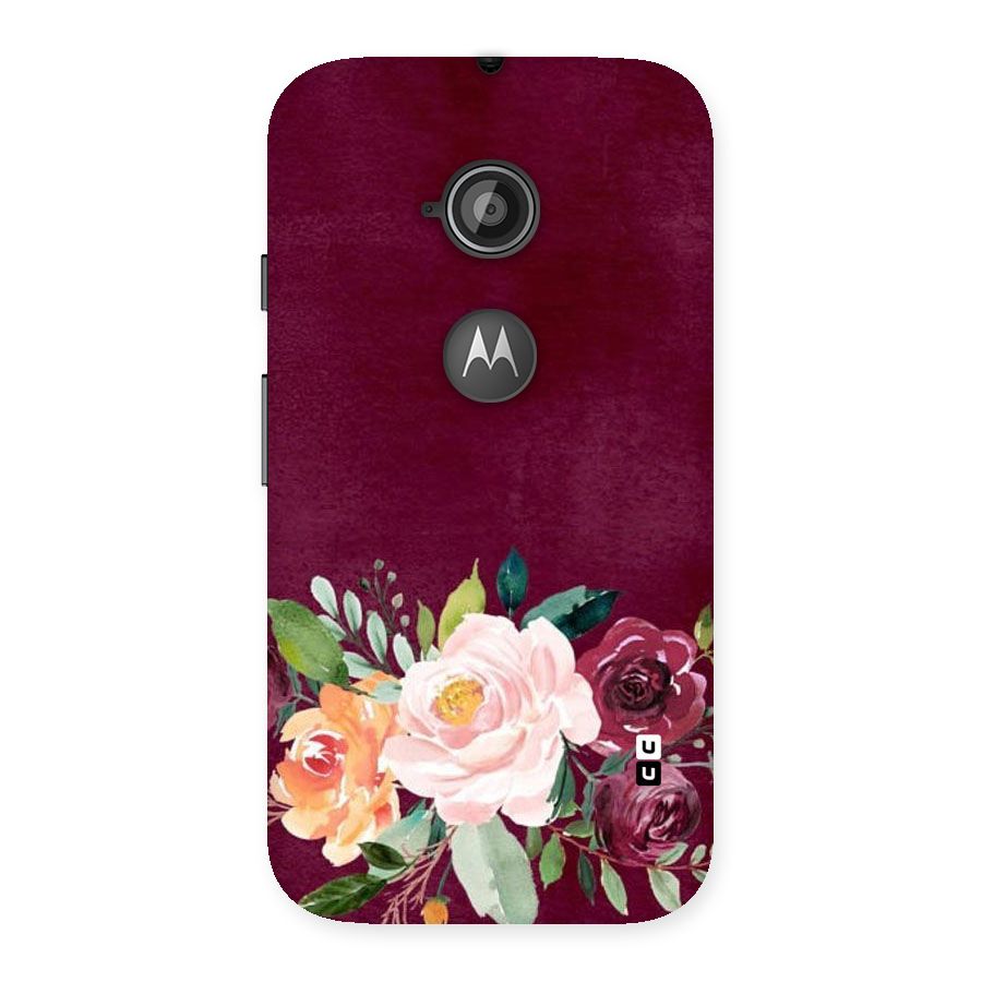 Plum Floral Design Back Case for Moto E 2nd Gen