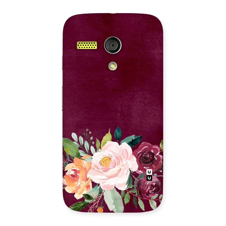Plum Floral Design Back Case for Moto G