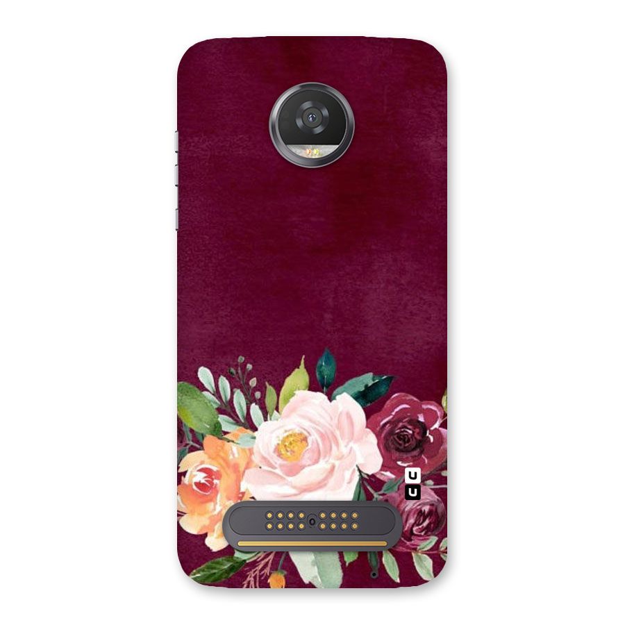 Plum Floral Design Back Case for Moto Z2 Play