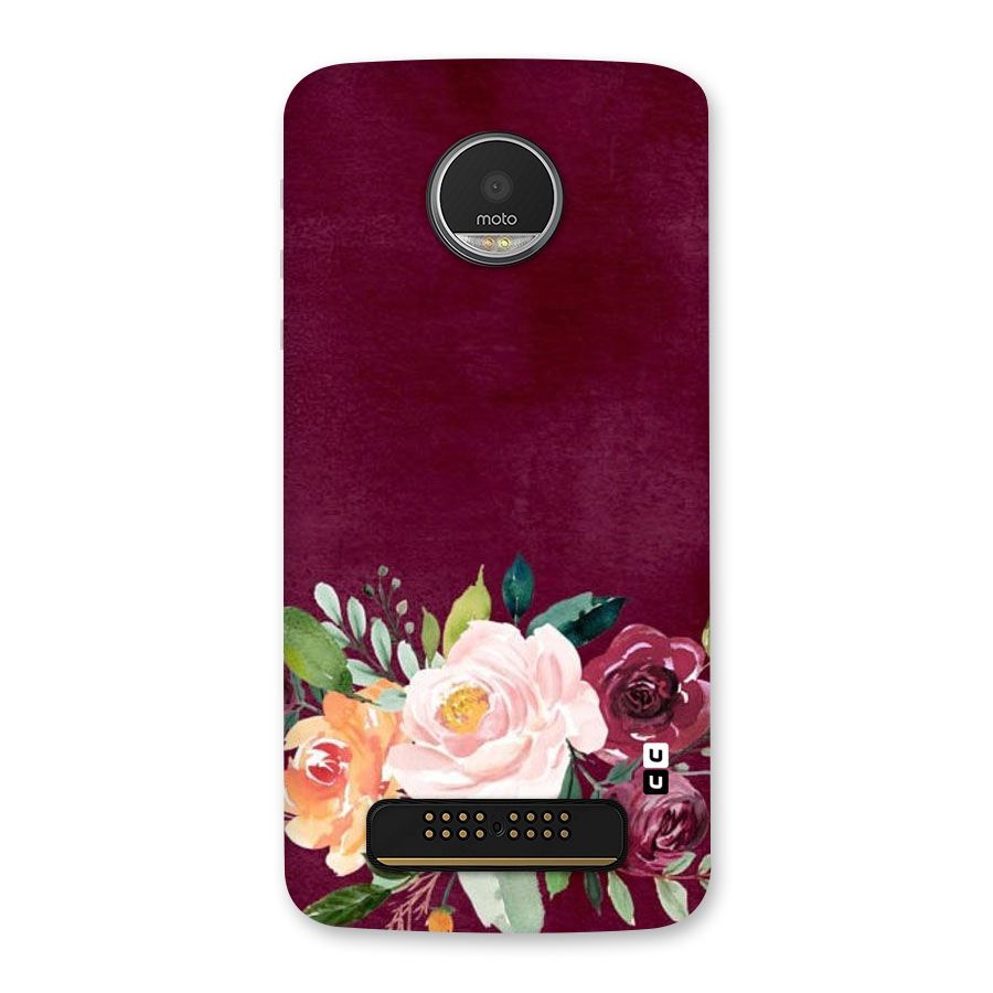 Plum Floral Design Back Case for Moto Z Play