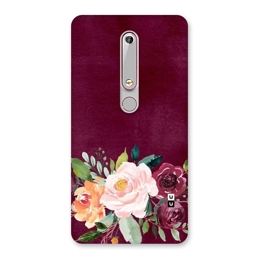Plum Floral Design Back Case for Nokia 6.1