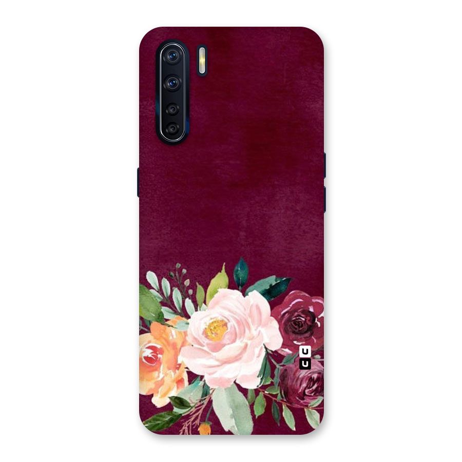 Plum Floral Design Back Case for Oppo F15