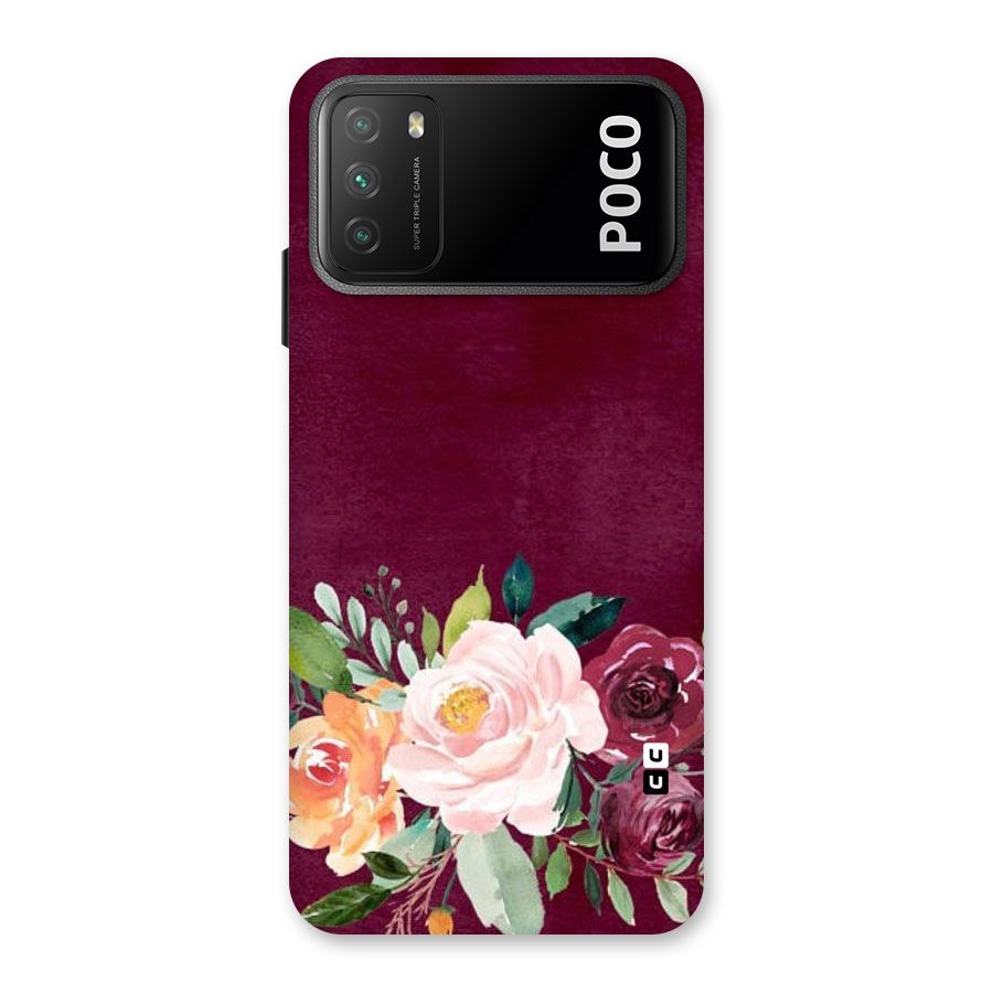 Plum Floral Design Back Case for Poco M3