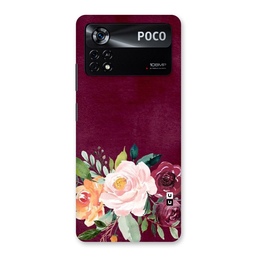 Plum Floral Design Back Case for Poco X4 Pro 5G