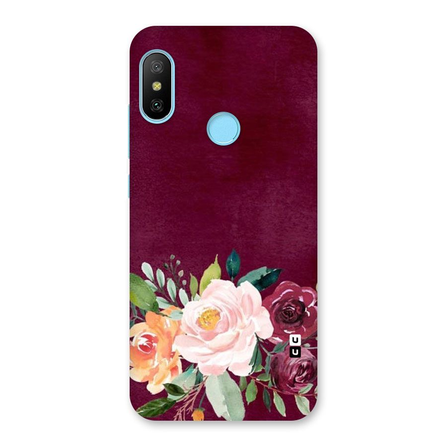 Plum Floral Design Back Case for Redmi 6 Pro