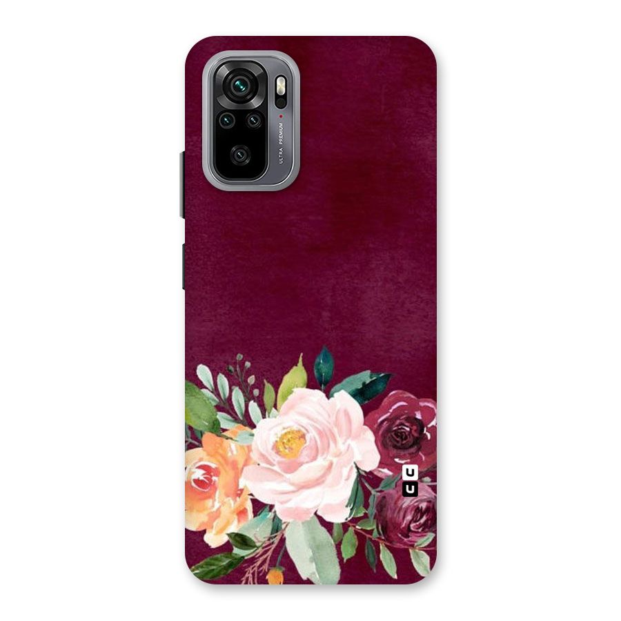 Plum Floral Design Back Case for Redmi Note 10