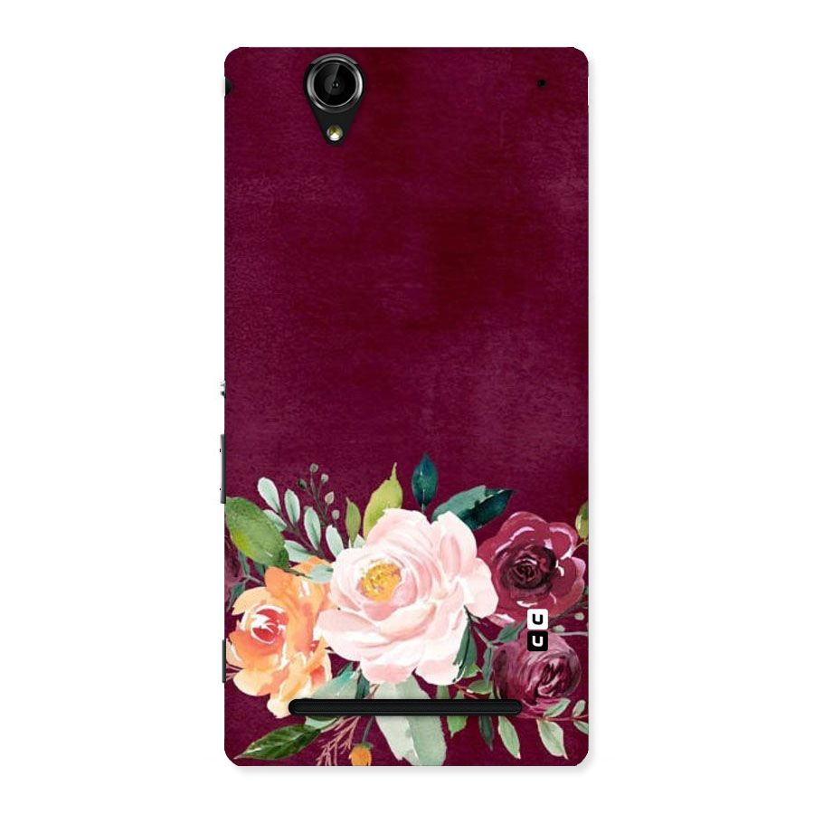 Plum Floral Design Back Case for Sony Xperia T2
