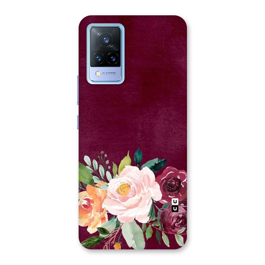 Plum Floral Design Back Case for Vivo V21 5G