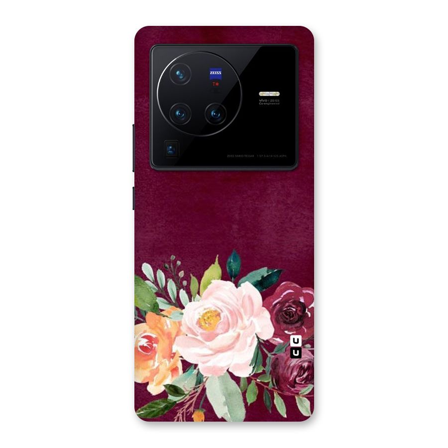 Plum Floral Design Back Case for Vivo X80 Pro