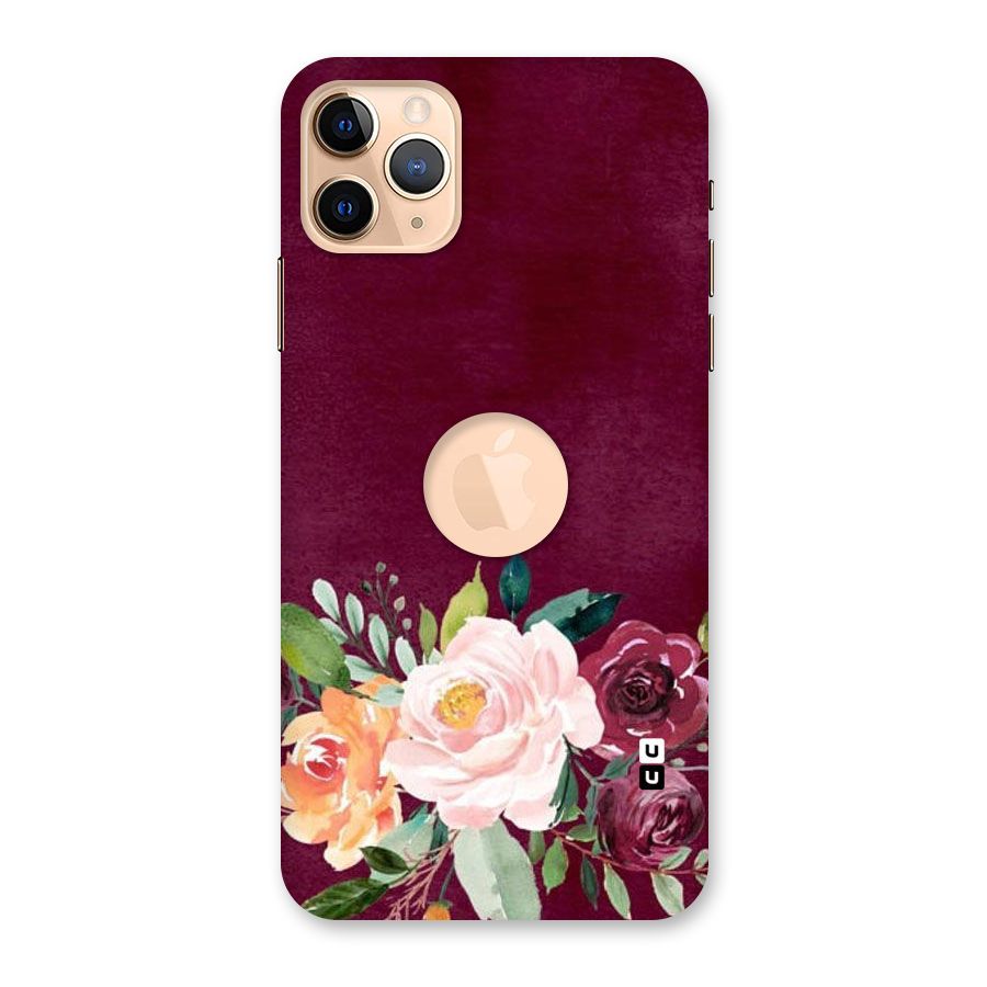 Plum Floral Design Back Case for iPhone 11 Pro Max Logo Cut