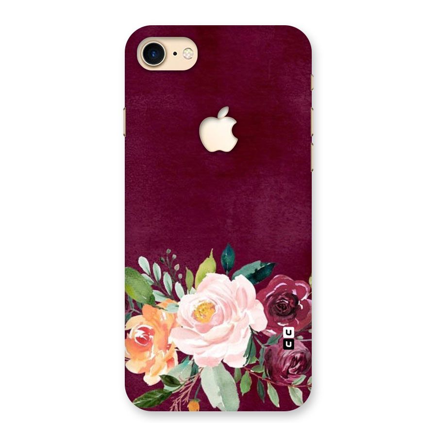 Plum Floral Design Back Case for iPhone 7 Apple Cut