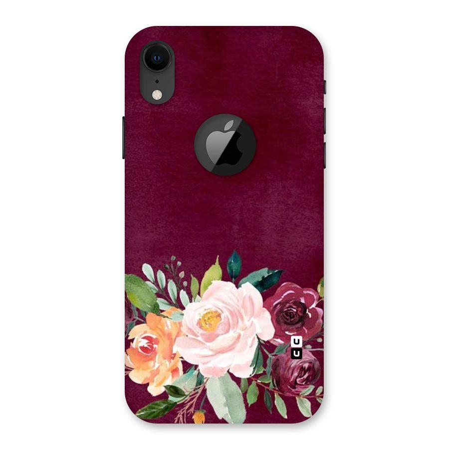 Plum Floral Design Back Case for iPhone XR Logo Cut
