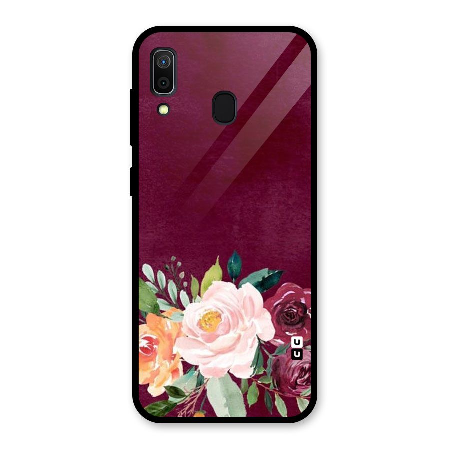 Plum Floral Design Glass Back Case for Galaxy A30