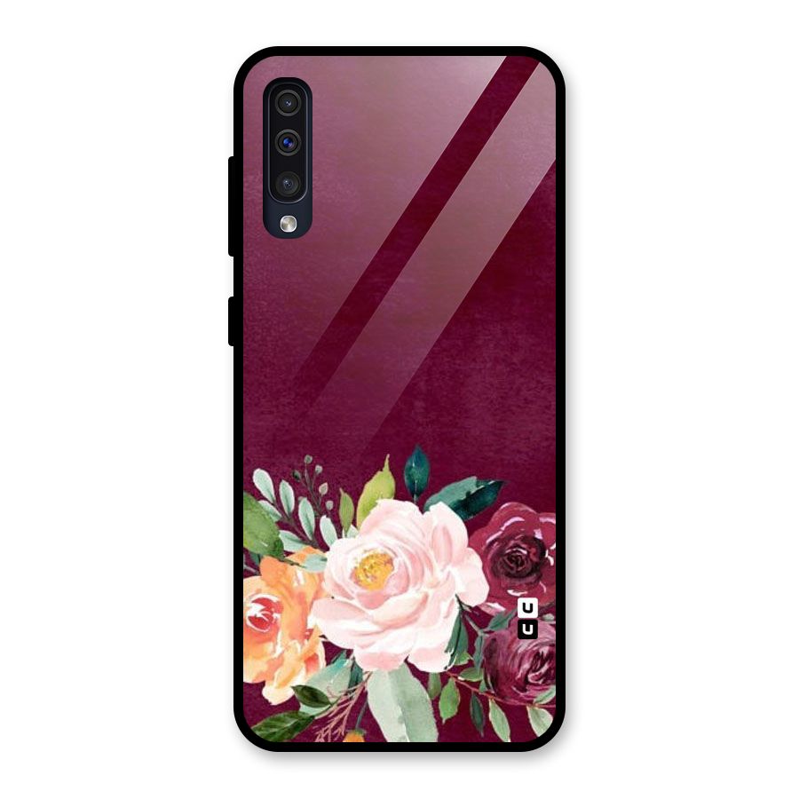 Plum Floral Design Glass Back Case for Galaxy A50s