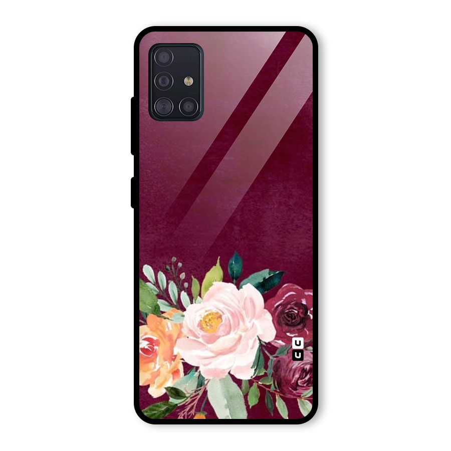 Plum Floral Design Glass Back Case for Galaxy A51