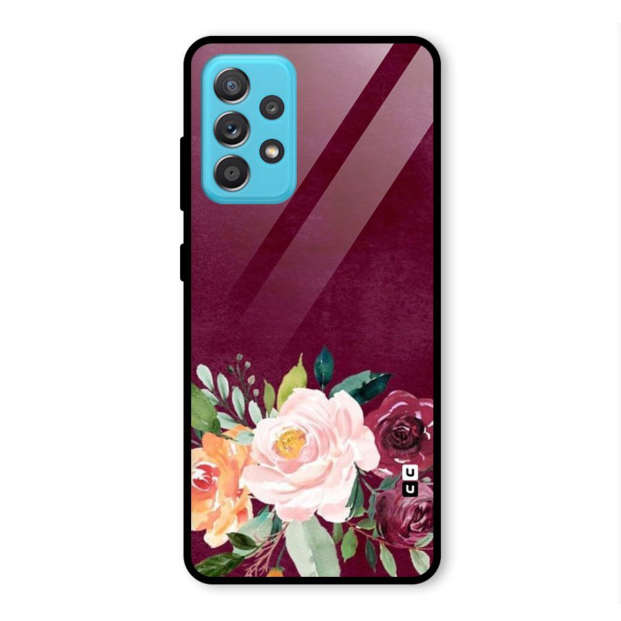 Plum Floral Design Glass Back Case for Galaxy A52