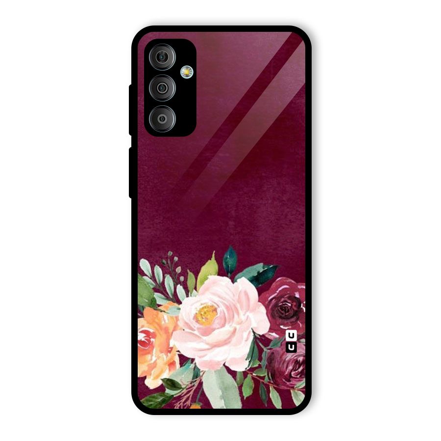 Plum Floral Design Glass Back Case for Galaxy F23
