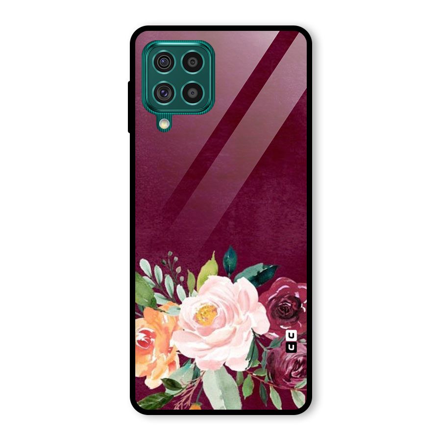 Plum Floral Design Glass Back Case for Galaxy F62