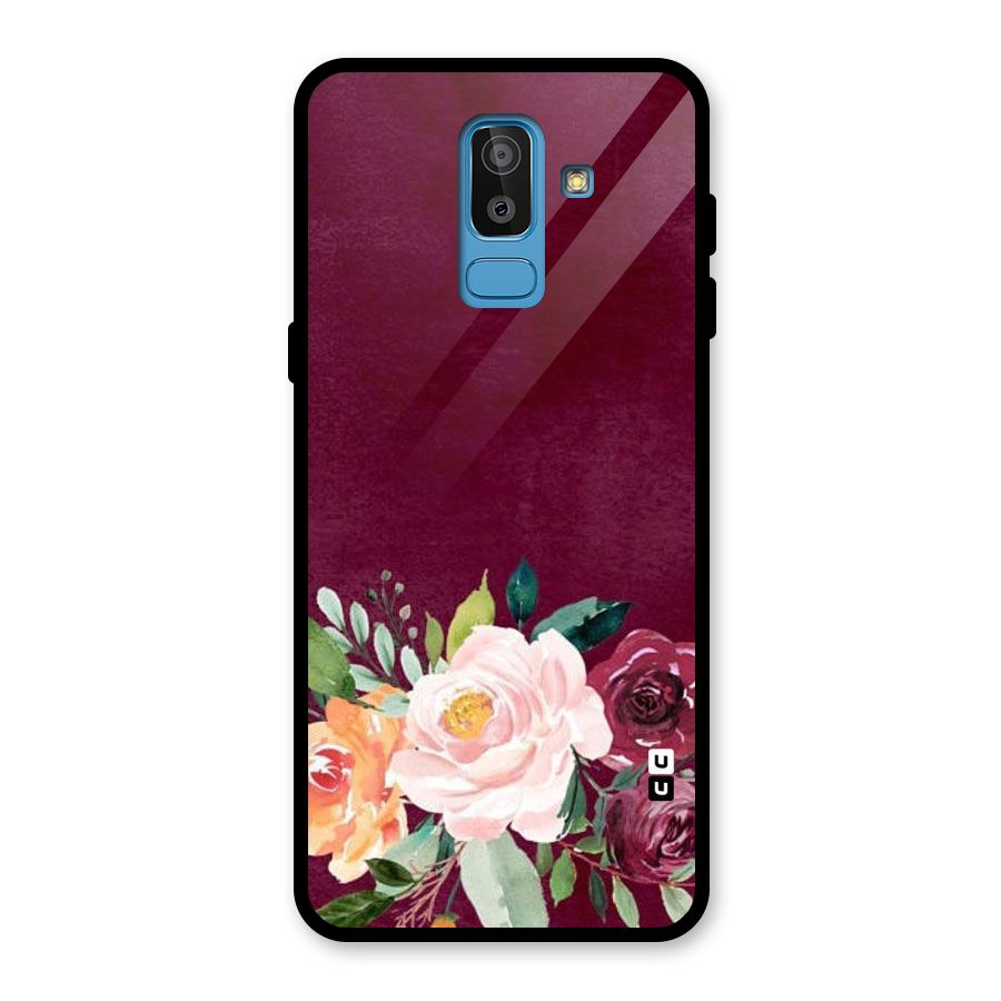 Plum Floral Design Glass Back Case for Galaxy J8