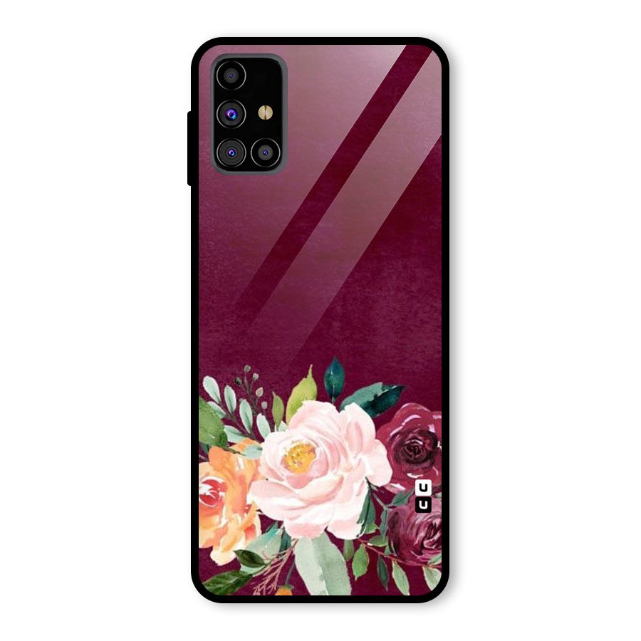 Plum Floral Design Glass Back Case for Galaxy M31s