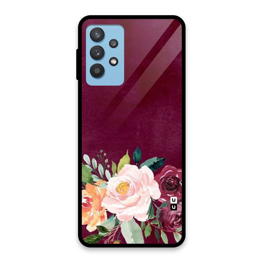 Plum Floral Design Glass Back Case for Galaxy M32 5G