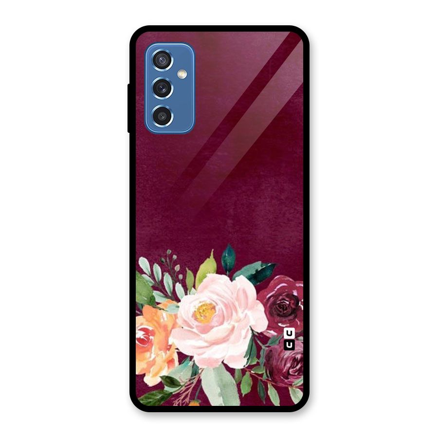 Plum Floral Design Glass Back Case for Galaxy M52 5G