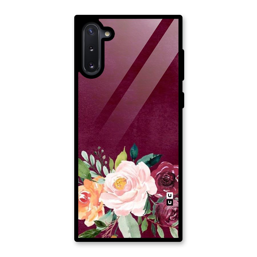 Plum Floral Design Glass Back Case for Galaxy Note 10