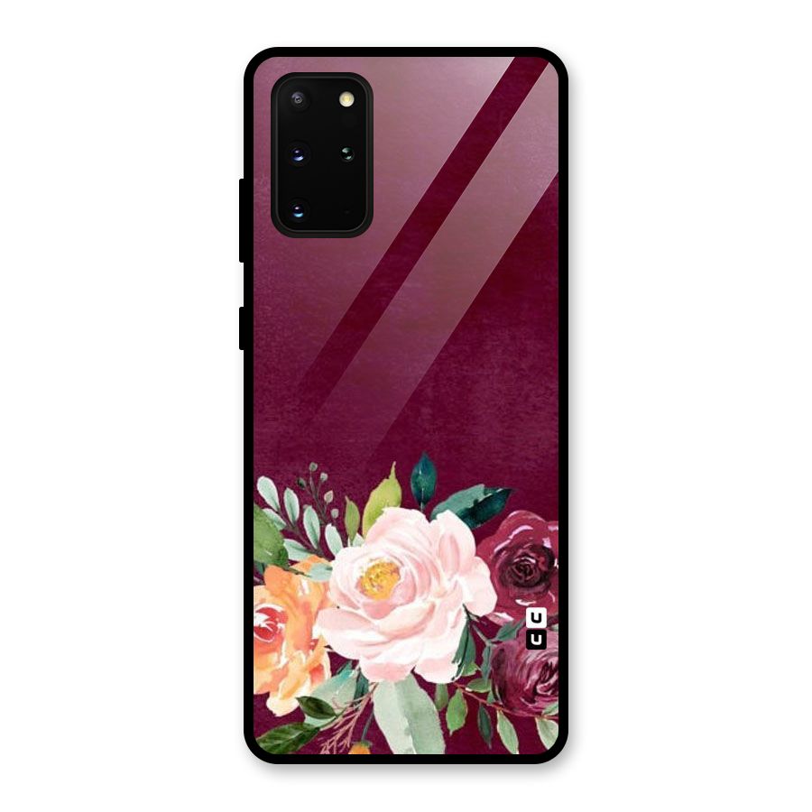 Plum Floral Design Glass Back Case for Galaxy S20 Plus