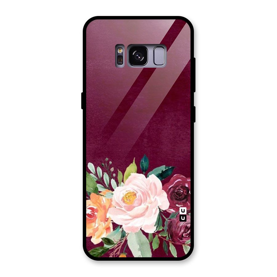 Plum Floral Design Glass Back Case for Galaxy S8