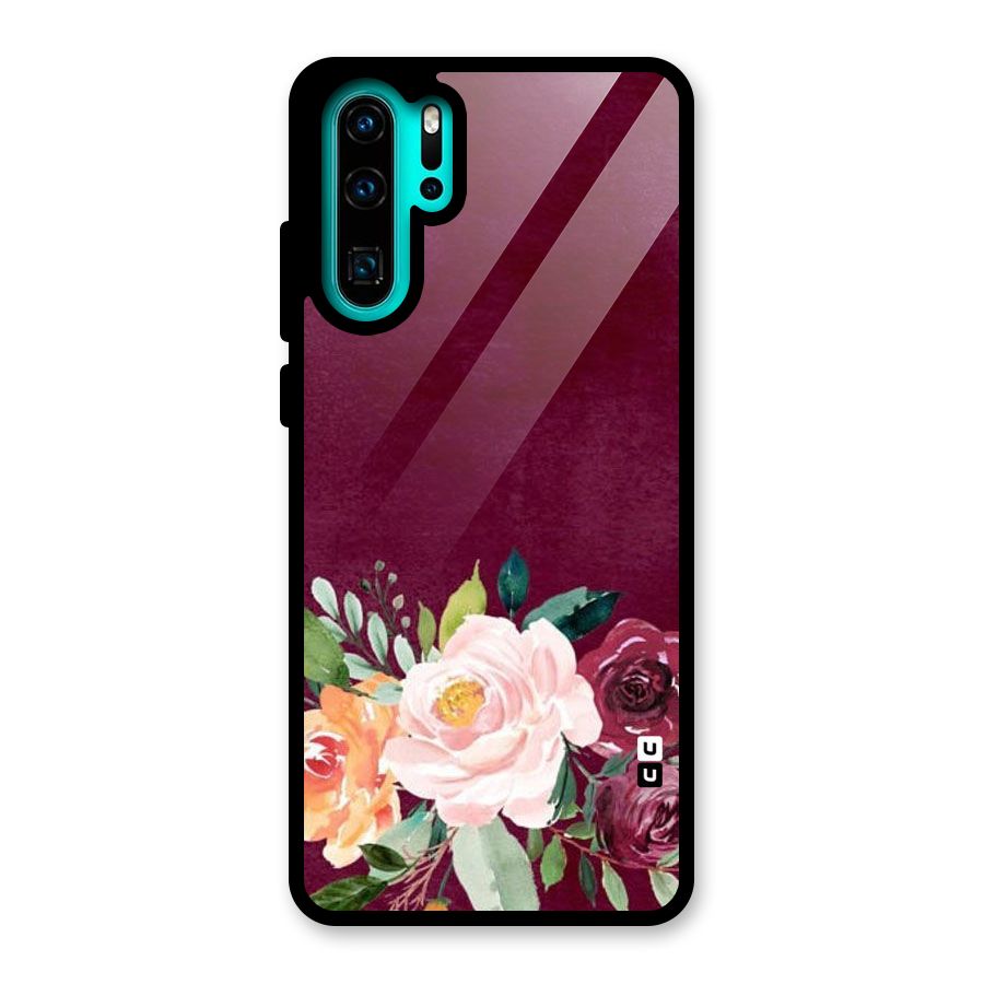 Plum Floral Design Glass Back Case for Huawei P30 Pro