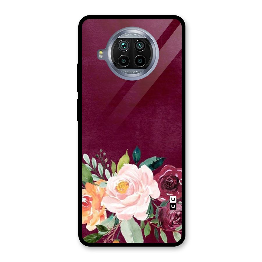 Plum Floral Design Glass Back Case for Mi 10i