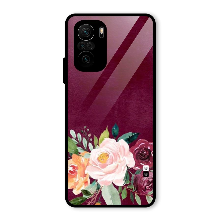 Plum Floral Design Glass Back Case for Mi 11X Pro