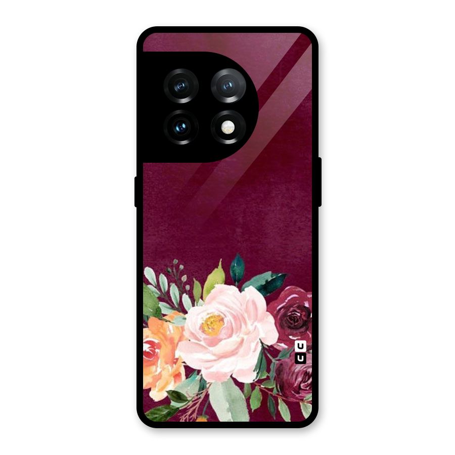 Plum Floral Design Glass Back Case for OnePlus 11