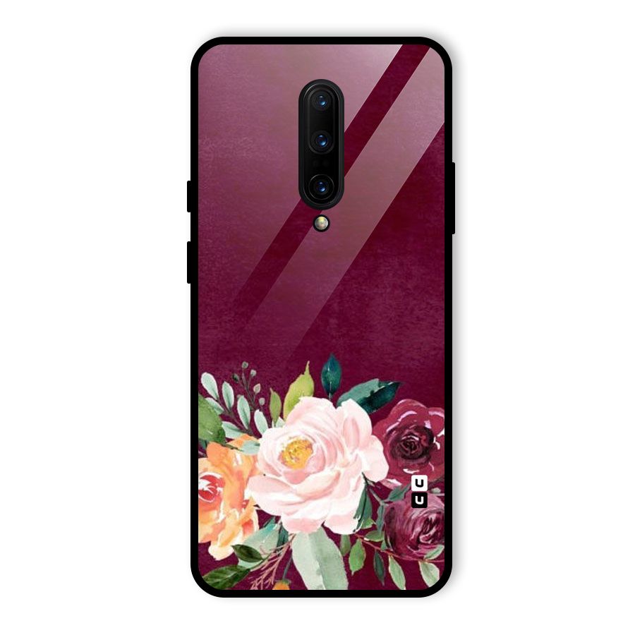 Plum Floral Design Glass Back Case for OnePlus 7 Pro