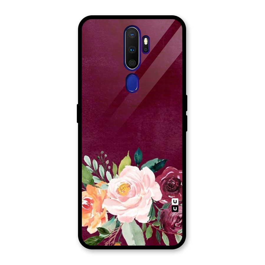 Plum Floral Design Glass Back Case for Oppo A9 (2020)