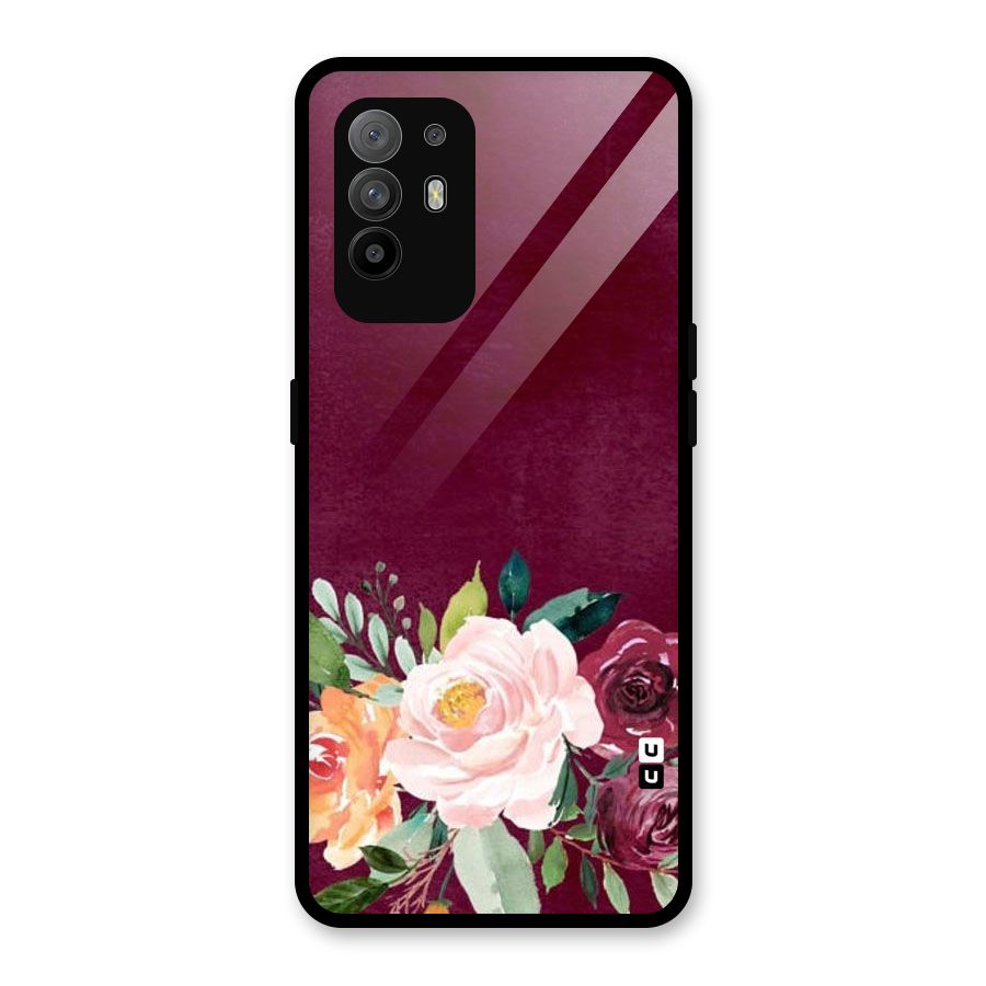 Plum Floral Design Glass Back Case for Oppo F19 Pro Plus 5G